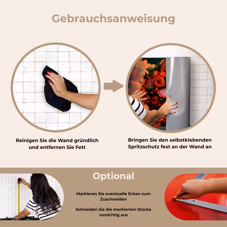 Spritzschutz Küche - Frau - trinkt Obst - Rosen — 6