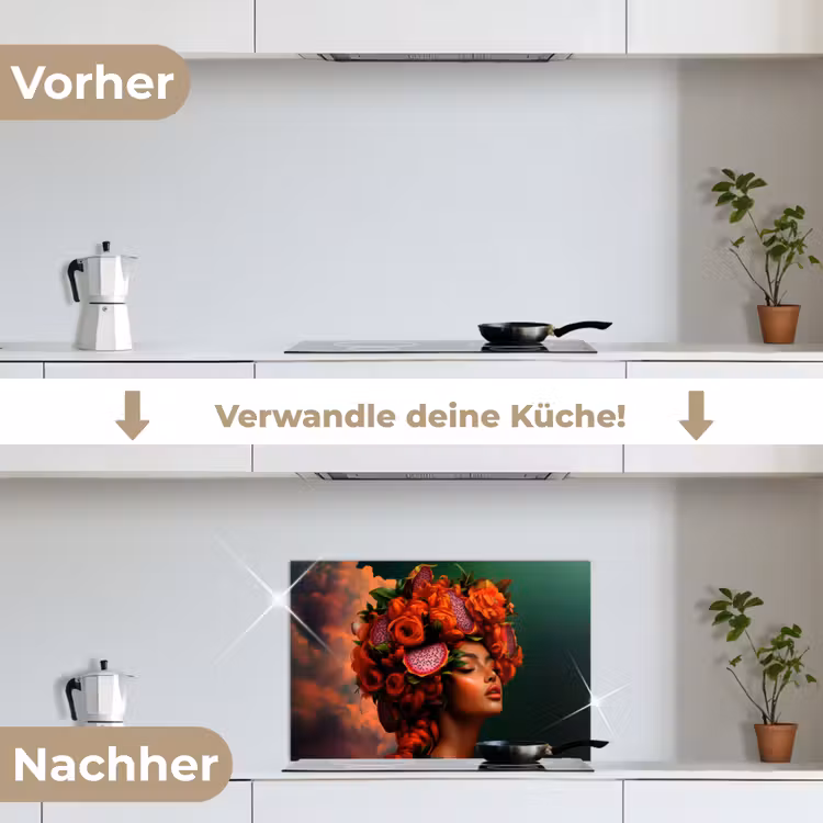 Spritzschutz Küche - Frau - trinkt Obst - Rosen — 7