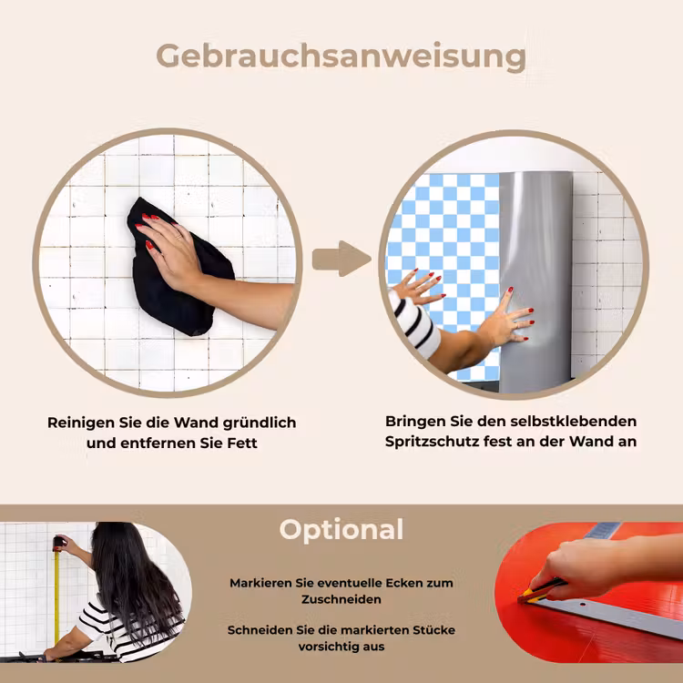 Spritzschutz Küche - Schachbrett - Klassisch - Blau — 6