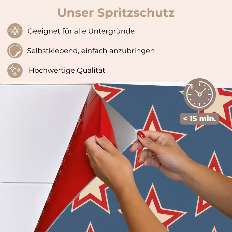 Spritzschutz Küche - Stern - Klassisch - Blau — 4