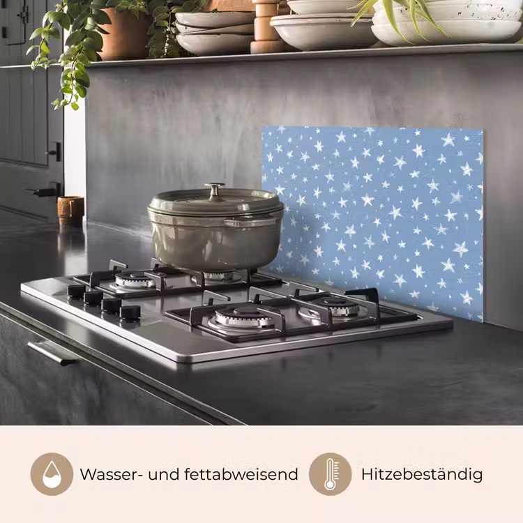 Spritzschutz Küche - Sterne - Muster - Blau — 2
