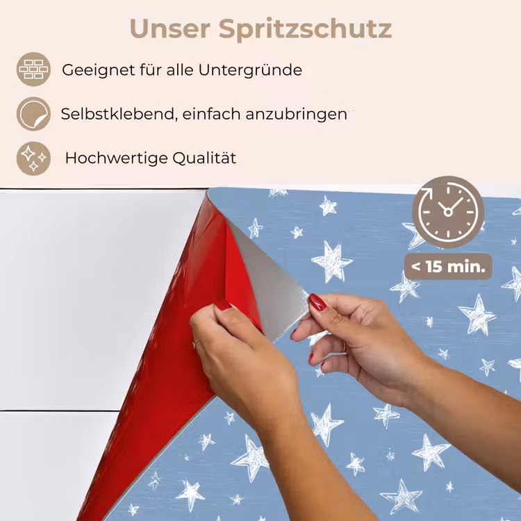 Spritzschutz Küche - Sterne - Muster - Blau — 4