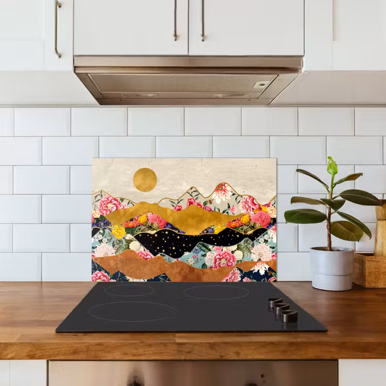 Spritzschutz Küche - Gold - Blumen - Druck - Abstrakt - Landschaft - Muster — 3