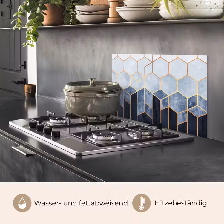 Spritzschutz Küche - Sechseck - Gold - Schablonen — 2