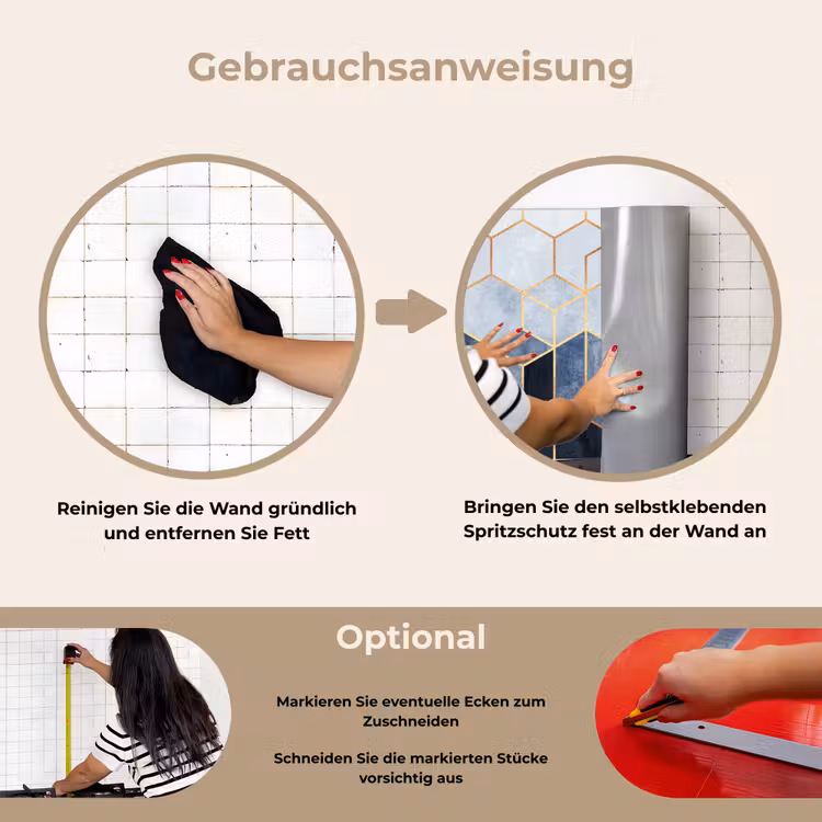 Spritzschutz Küche - Sechseck - Gold - Schablonen — 6