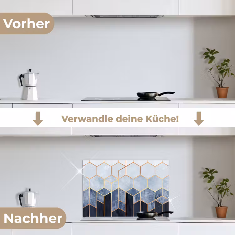 Spritzschutz Küche - Sechseck - Gold - Schablonen — 7