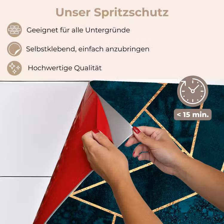 Spritzschutz Küche - Steine - Gold - Luxus - Muster - Abstrakt — 4