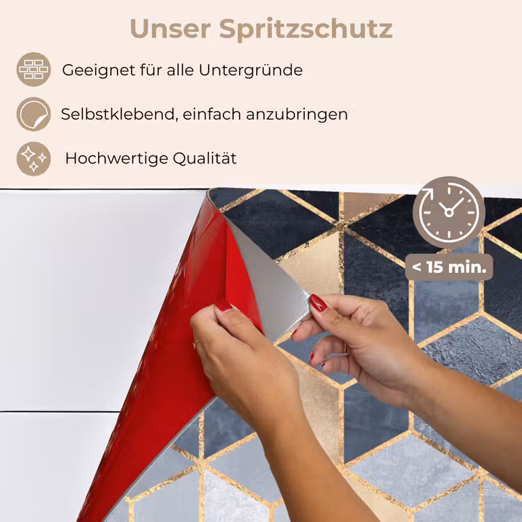 Spritzschutz Küche - Würfel - Gold - Muster — 4