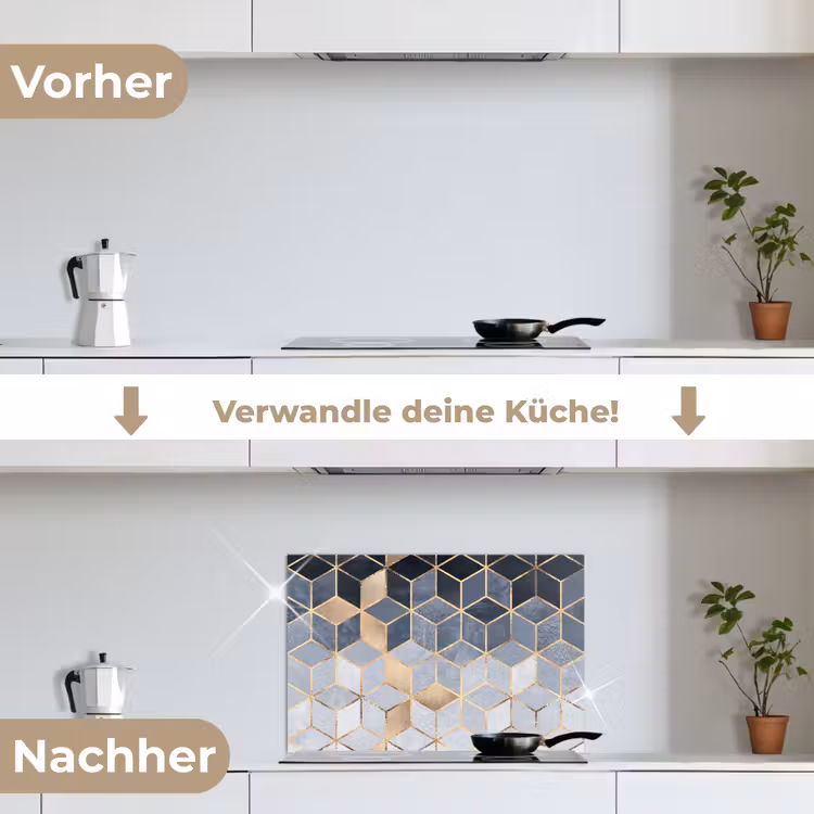 Spritzschutz Küche - Würfel - Gold - Muster — 7