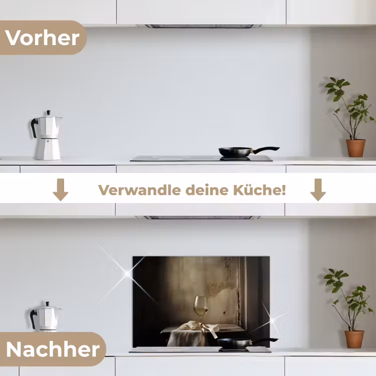 Spritzschutz Küche - Schleife - Beige - Weiß - Wein — 7