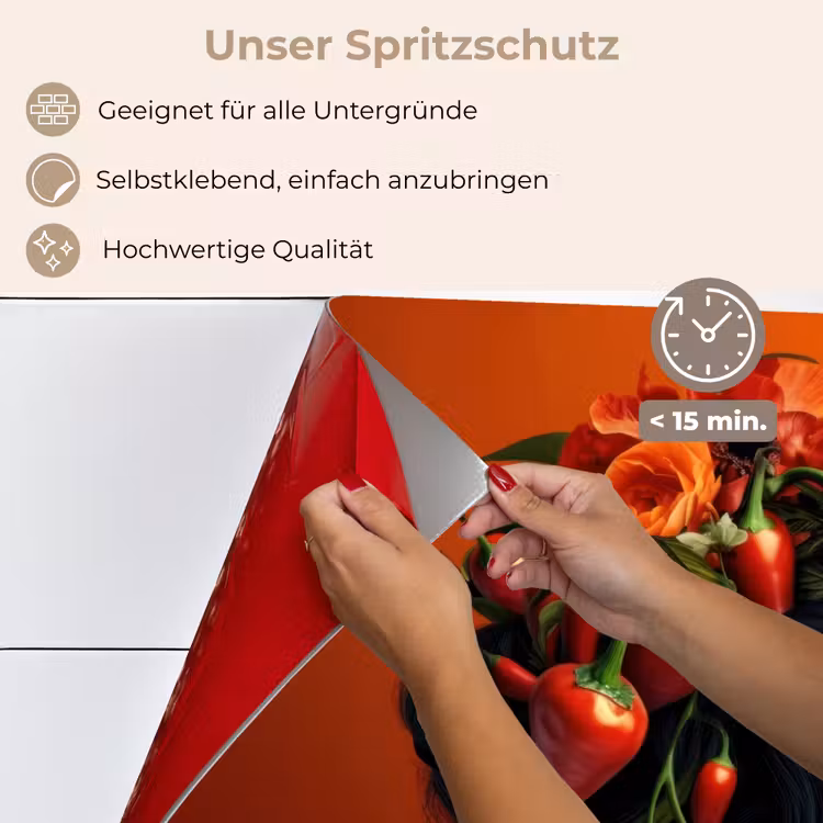 Spritzschutz Küche - Frau - Chilischoten - Blumen — 4