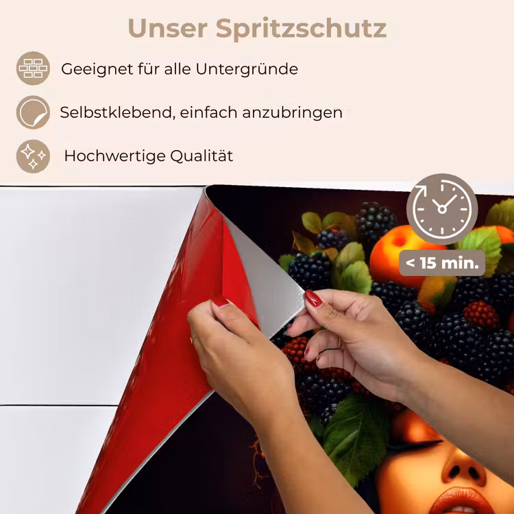 Spritzschutz Küche - Frau - Schwarz - Beeren - Äpfel — 4