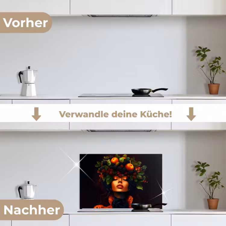 Spritzschutz Küche - Frau - Schwarz - Beeren - Äpfel — 7
