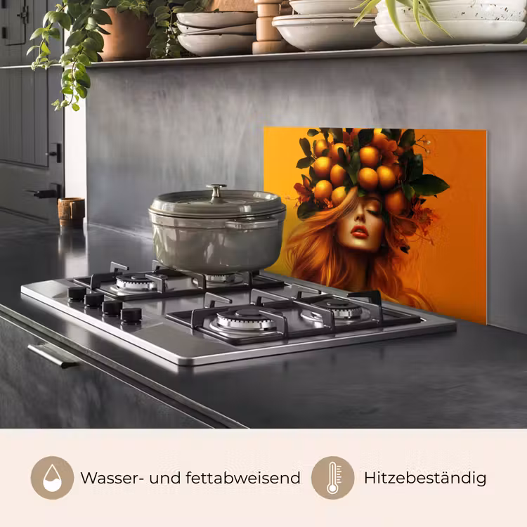 Spritzschutz Küche - Frau - Zitronen - Blüte - Gelb — 2