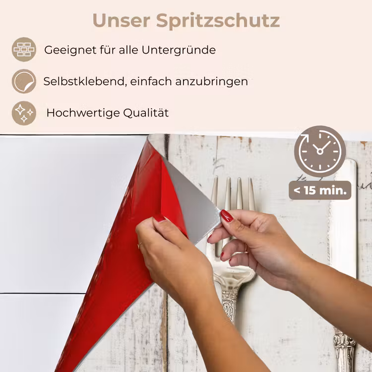 Spritzschutz Küche - Silber - Besteck - Holz — 4