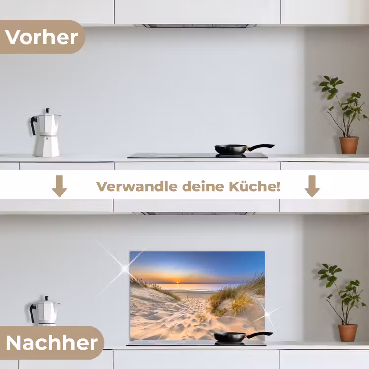 Spritzschutz Küche - Düne - Sonnenuntergang - Horizont - Strand - Gras — 7