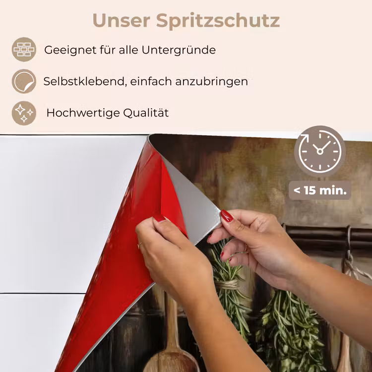 Spritzschutz Küche - Küchengeräte - Rustikal - Kacheln - Gewürze — 4