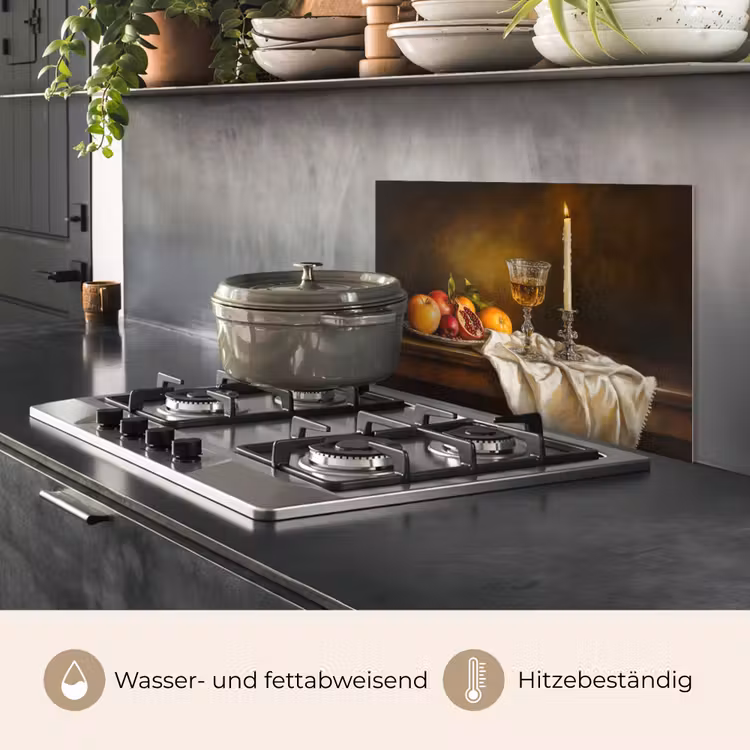 Spritzschutz Küche - Obst - Stilleben - Wein - Kerze — 2