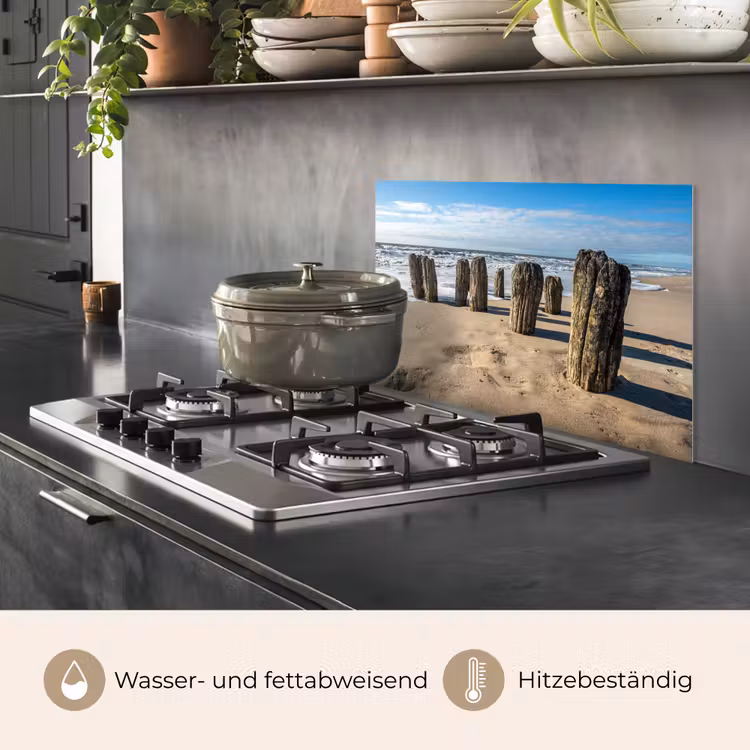Spritzschutz Küche - Sand - Strand - Pfahl - Wasser - Sommer — 2
