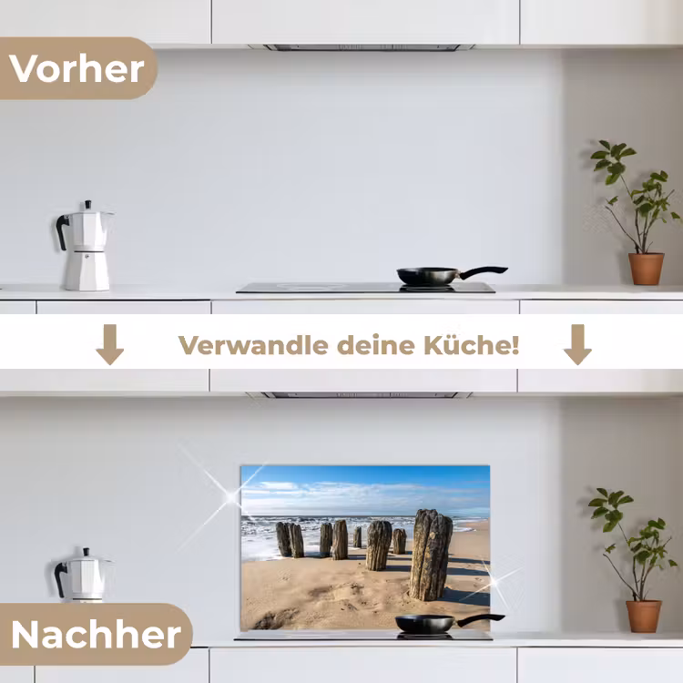 Spritzschutz Küche - Sand - Strand - Pfahl - Wasser - Sommer — 7