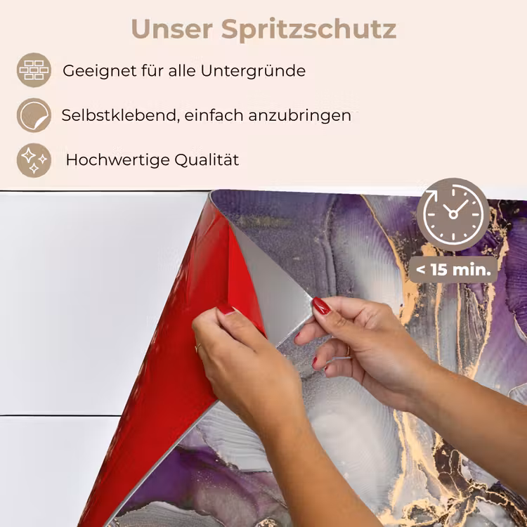 Spritzschutz Küche - Gold - Lila - Marmor — 4