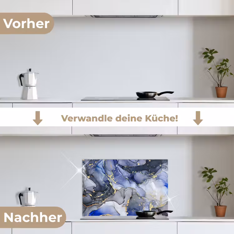 Spritzschutz Küche - Marmor - Gold - Abstrakt - Blau — 7