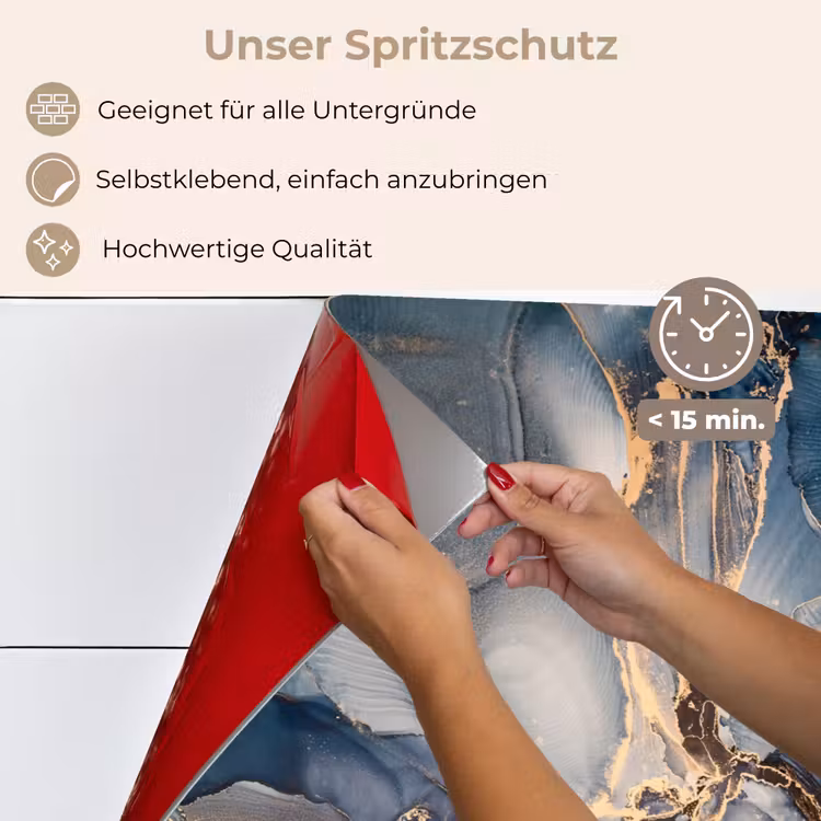 Spritzschutz Küche - Marmor - Grau - Blau - Luxus - Gold — 4