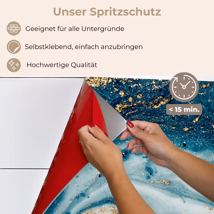 Spritzschutz Küche - Marmor - Farbe - Glitter - Gold — 4
