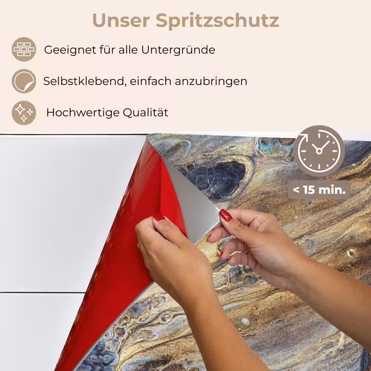 Spritzschutz Küche - Marmor - Gold - Aquarell - Textur - Marmoroptik — 4
