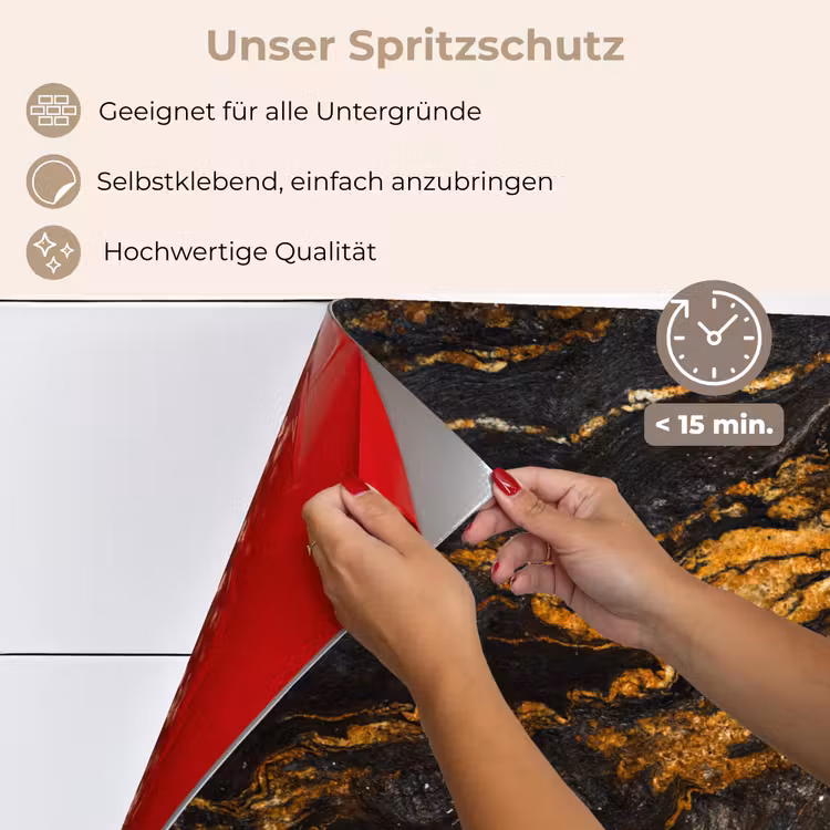 Spritzschutz Küche - Marmor - Limette - Schwarz - Gold - Marmoroptik - Luxus — 4