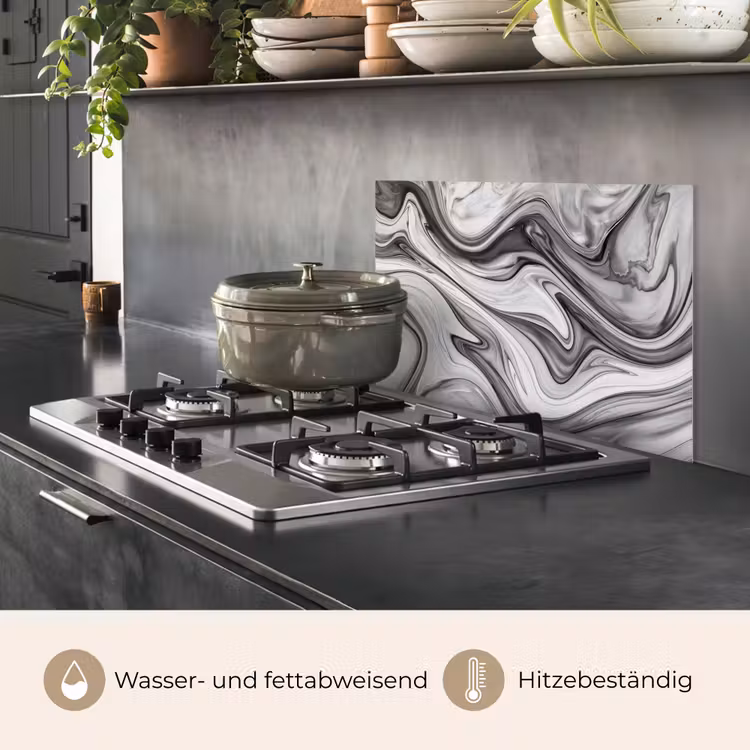 Spritzschutz Küche - Marmor - Muster - Grau - Marmoroptik - Schwarz — 2