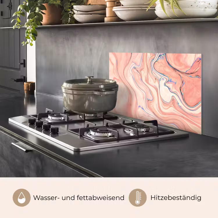 Spritzschutz Küche - Marmor - Pastell - Rosa - Blau - Marmoroptik - Abstrakt — 2