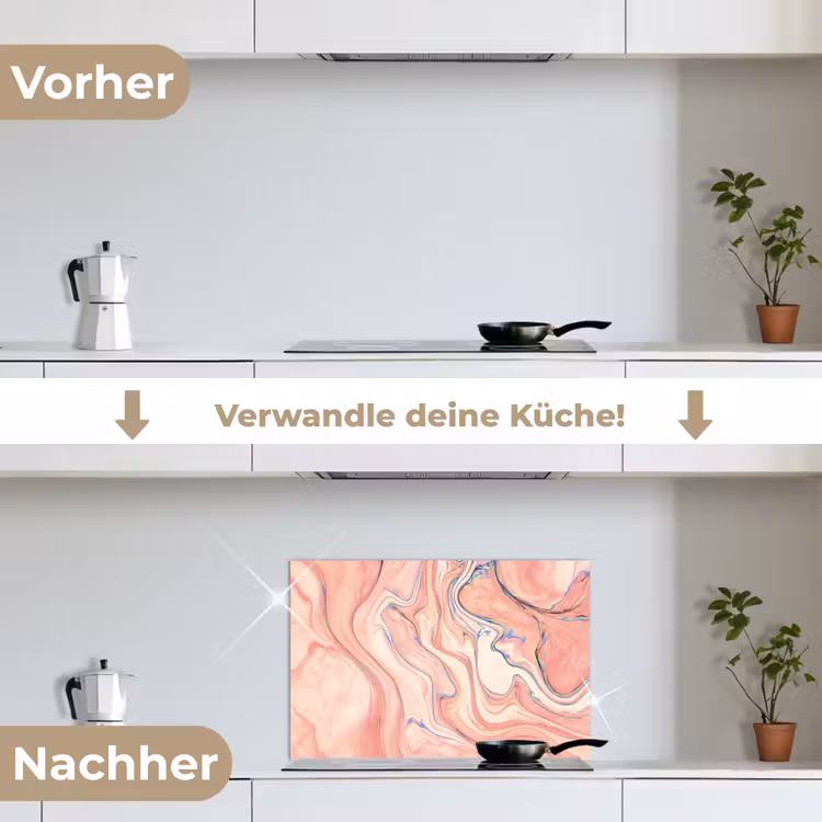 Spritzschutz Küche - Marmor - Pastell - Rosa - Blau - Marmoroptik - Abstrakt — 7