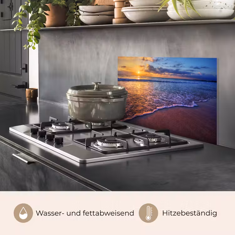 Spritzschutz Küche - Meer - Strand - Sonnenuntergang - Wolken - Horizont — 2