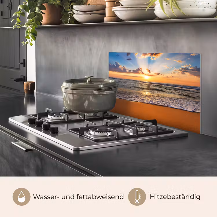 Spritzschutz Küche - Strand - Sonnenuntergang - Meer - Wolken - Horizont — 2