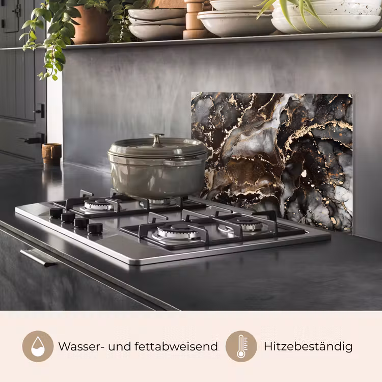 Spritzschutz Küche - Marmor - Gold - Glitzer - Luxus — 2