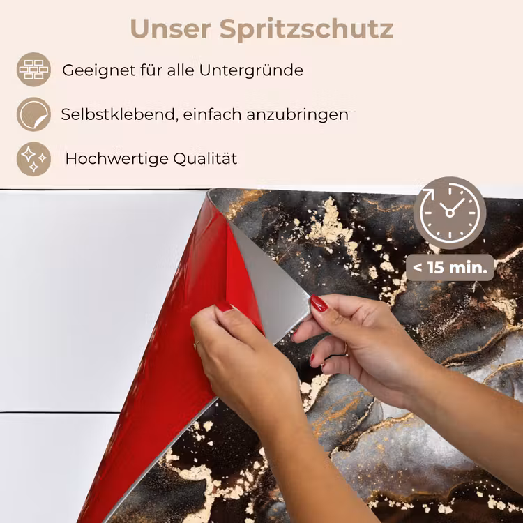 Spritzschutz Küche - Marmor - Gold - Glitzer - Luxus — 4