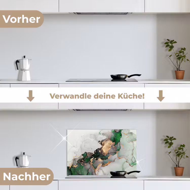 Spritzschutz Küche - Marmor - Gold - Grün - Luxus — 7