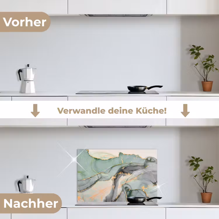 Spritzschutz Küche - Gold - Marmor - Grün - Luxus - Glitzer - Marmoroptik — 7