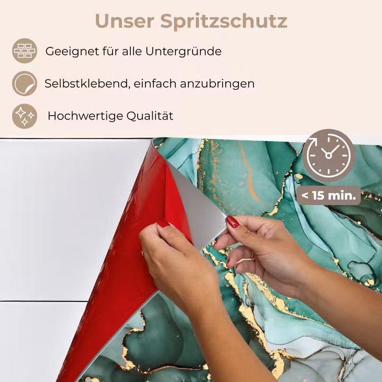 Spritzschutz Küche - Gold - Marmor - Grün - Luxus - Marmoroptik - Grau — 4