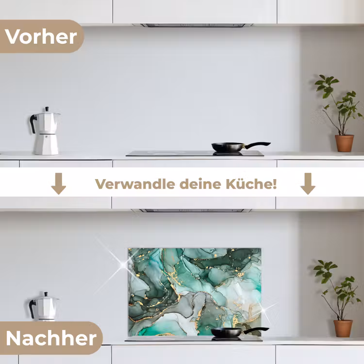 Spritzschutz Küche - Gold - Marmor - Grün - Luxus - Marmoroptik - Grau — 7