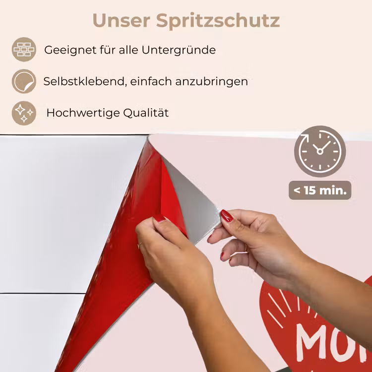Spritzschutz Küche - Herz - Rot - Blume - Mutter — 4