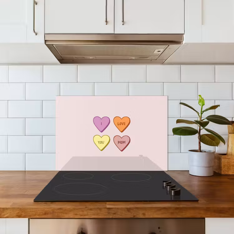 Spritzschutz Küche - Herzen - Pastell - Liebe - Mutter — 3