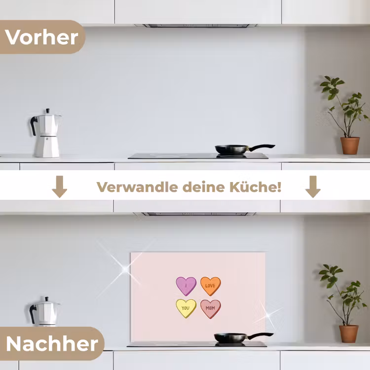 Spritzschutz Küche - Herzen - Pastell - Liebe - Mutter — 7