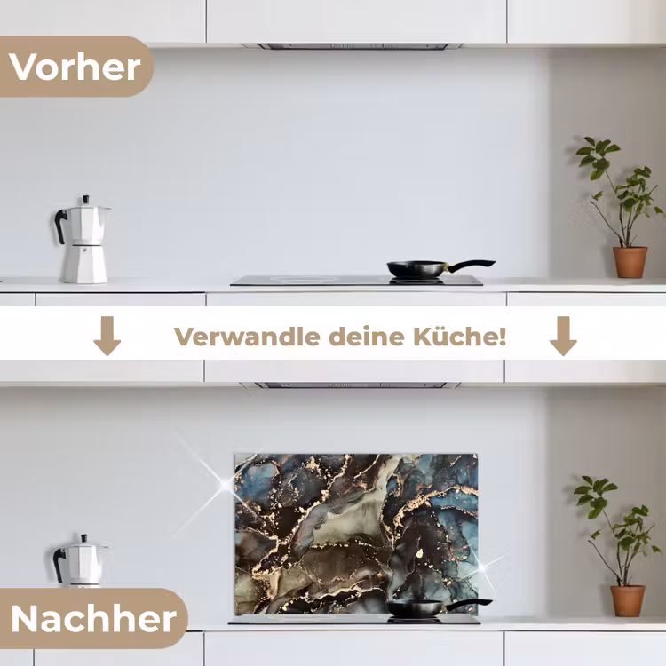 Spritzschutz Küche - Marmor - Gold - Grün — 7