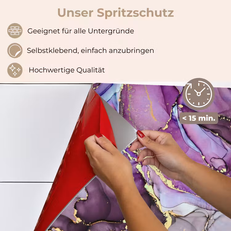 Spritzschutz Küche - Marmor - Rosa - Lila - Gold — 4