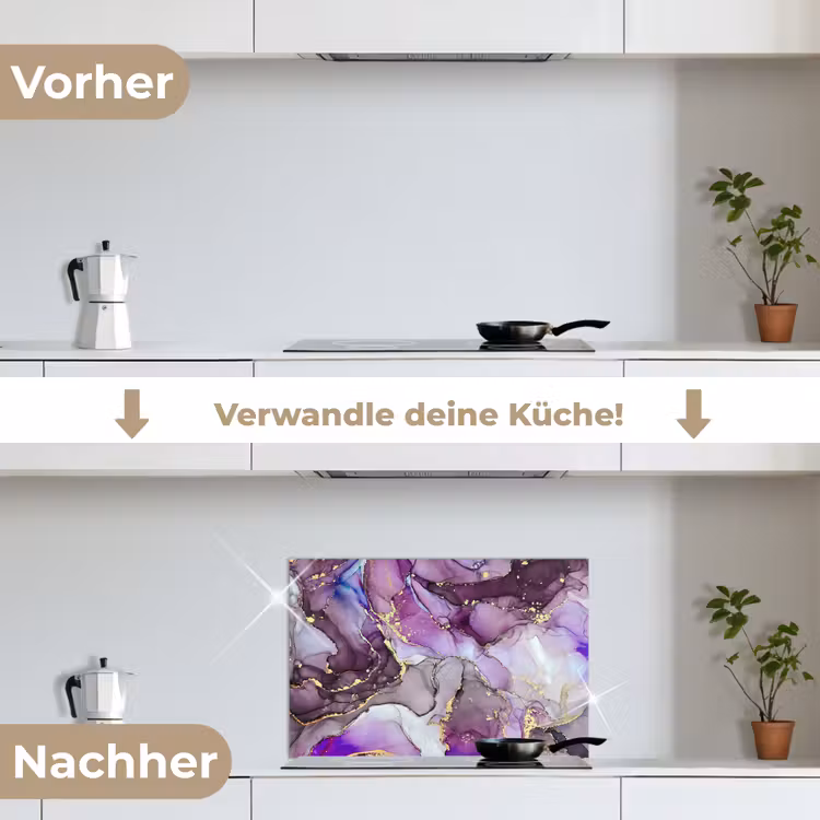 Spritzschutz Küche - Marmor - Rosa - Lila - Gold — 7