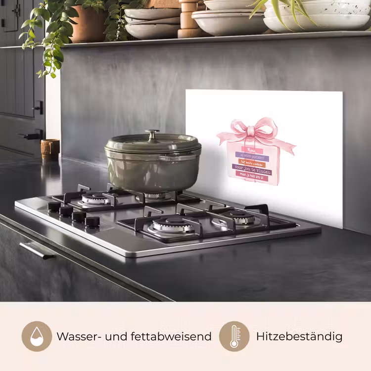 Spritzschutz Küche - Geschenk - Schleife - Text - Rosa — 2