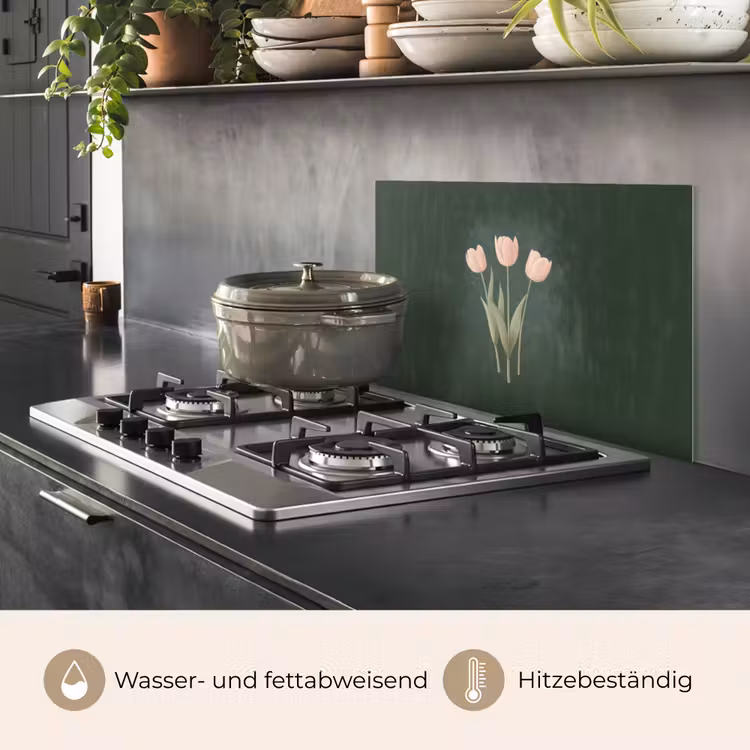 Spritzschutz Küche - Tulpen - Liebe - Dunkelgrün — 2