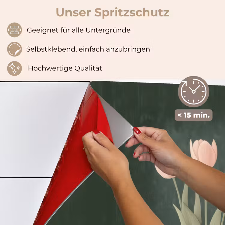 Spritzschutz Küche - Tulpen - Liebe - Dunkelgrün — 4